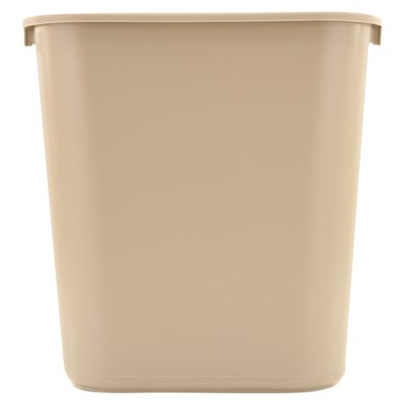 Rubbermaid Commercial 7 gal Rectangular Trash Can, Beige, Open Top, Plastic FG295600BEIG
